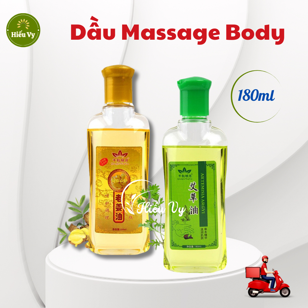Tinh dầu massage body trơn, ấm 180ml xoa bóp toàn thân và giác hơi cạo gió