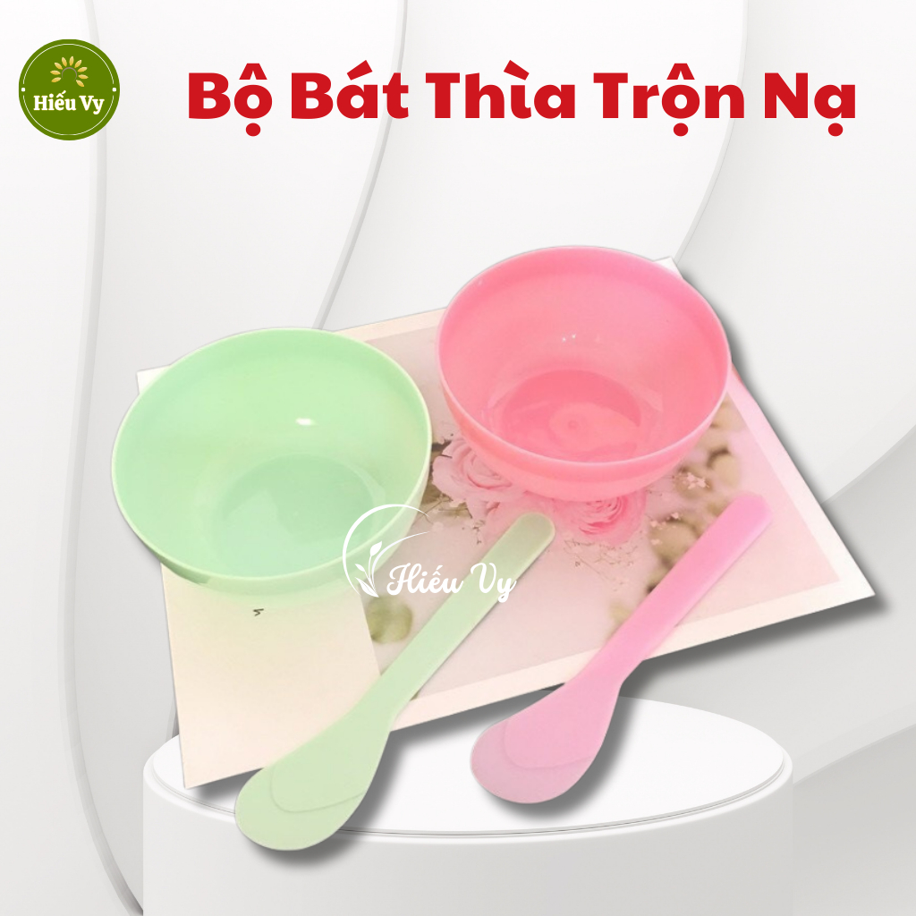 Combo bát thìa nhựa trộn mặt nạ