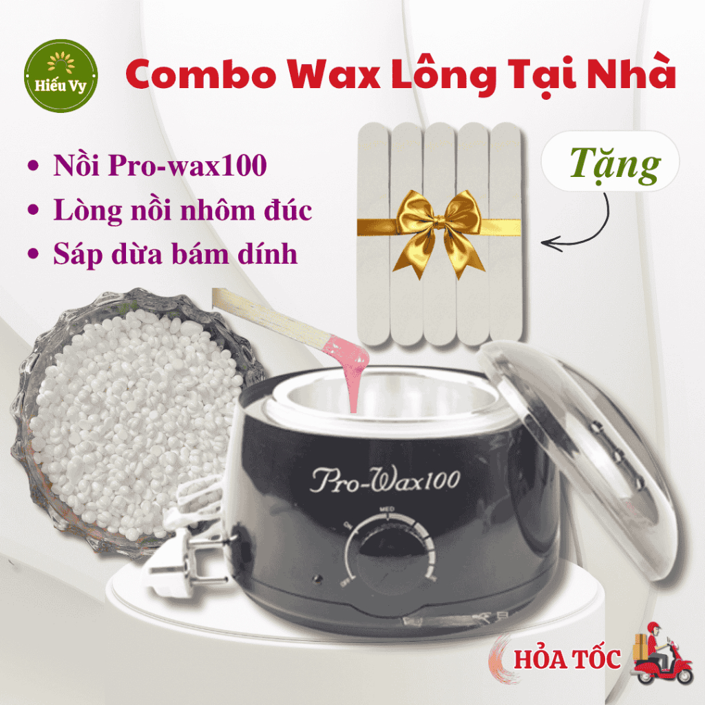[Tặng 5 que gỗ] Nồi nấu sáp wax lông Pro-Wax100 lòng nhôm đúc chống dính cao cấp nấu mọi loại sáp