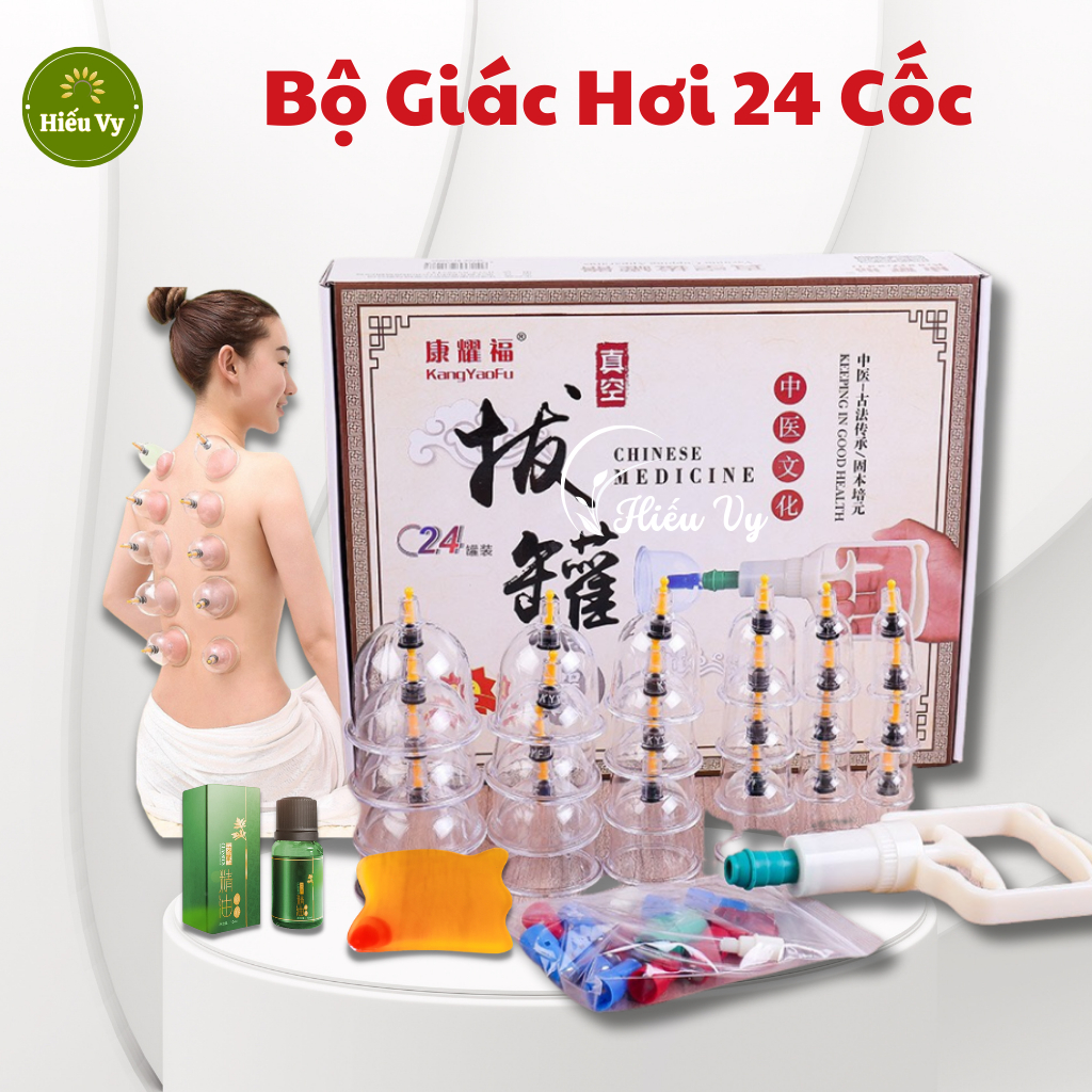 Bộ Giác Hơi Chân Không 24 Cốc Đủ Phụ Kiện | Bộ Giác Hơi Không Lửa 24 Ly | Dụng Cụ Cạo Gió Giác Hơi