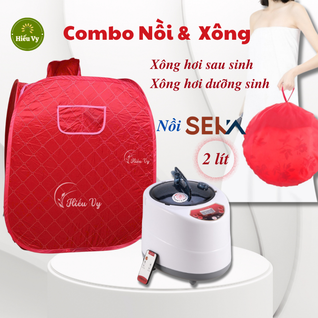 Combo nồi xông Seka 2 lít và Lều xông hơi 3 lớp dày dặn tự bung gấp gọn tiện lợi sử dụng tại nhà và spa