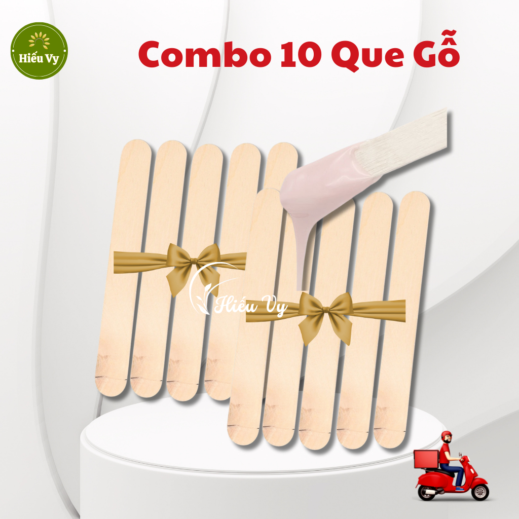 Combo 10 que gỗ phết sáp wax lông 15cm * 1.8cm