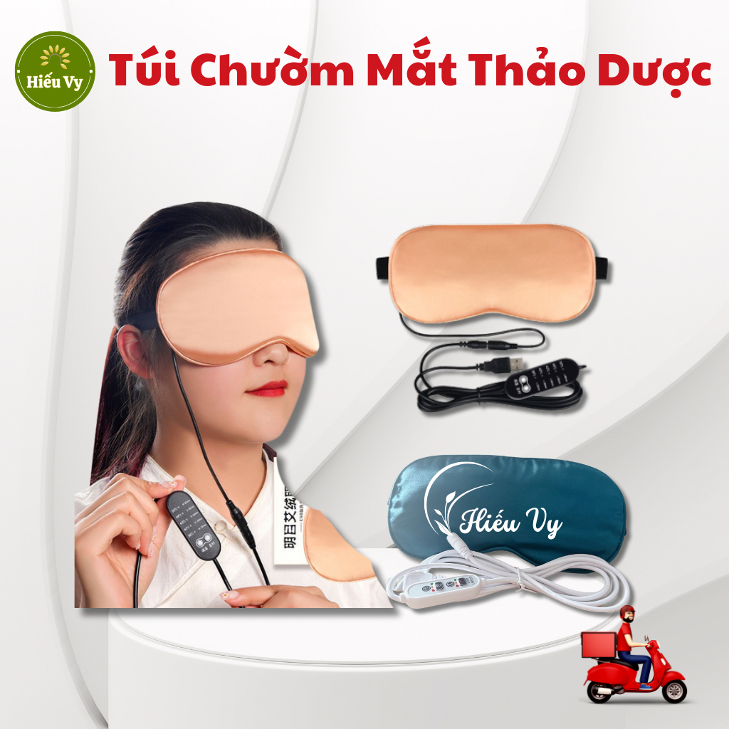 Túi chườm mắt thảo dược 4 lớp cắm điện giảm mỏi mắt và nếp nhăn | Mặt nạ chườm mắt điện ngải cứu