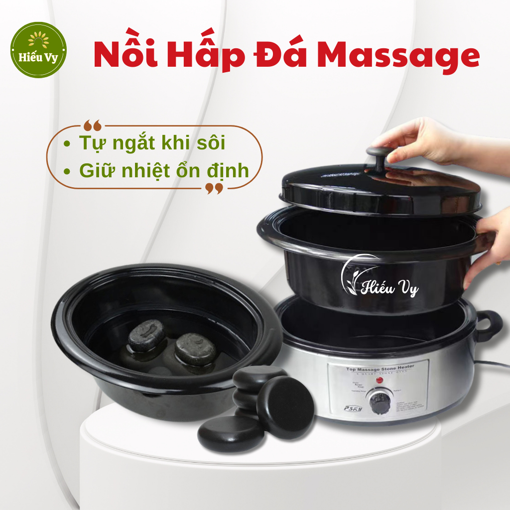 Nồi hấp đá nóng massage cao cấp tiết kiệm điện năng | Máy hấp đá nóng 2 lớp tự ngắt điện khi sôi