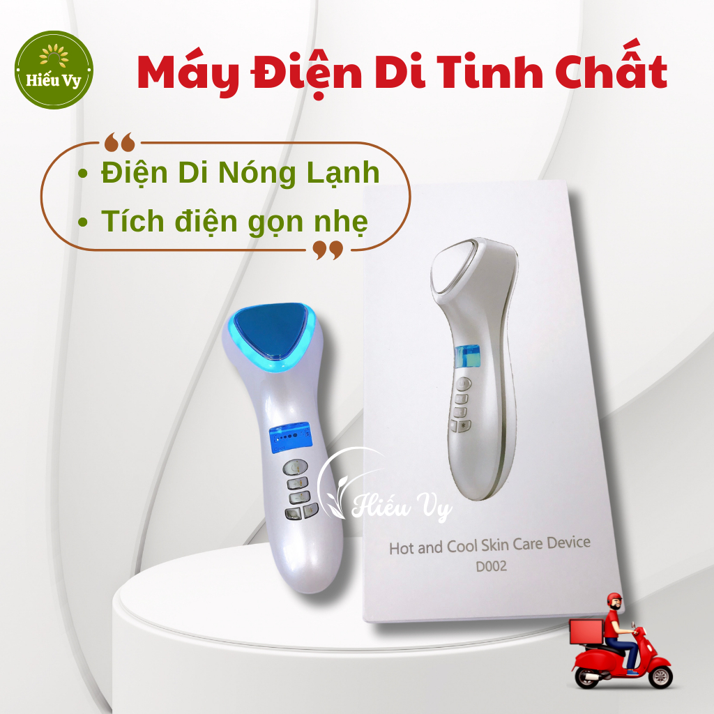 Máy điện di tinh chất nóng lạnh D002 tích điện kèm ánh sáng sinh học giúp đẩy sâu tinh chất, nâng cơ mặt