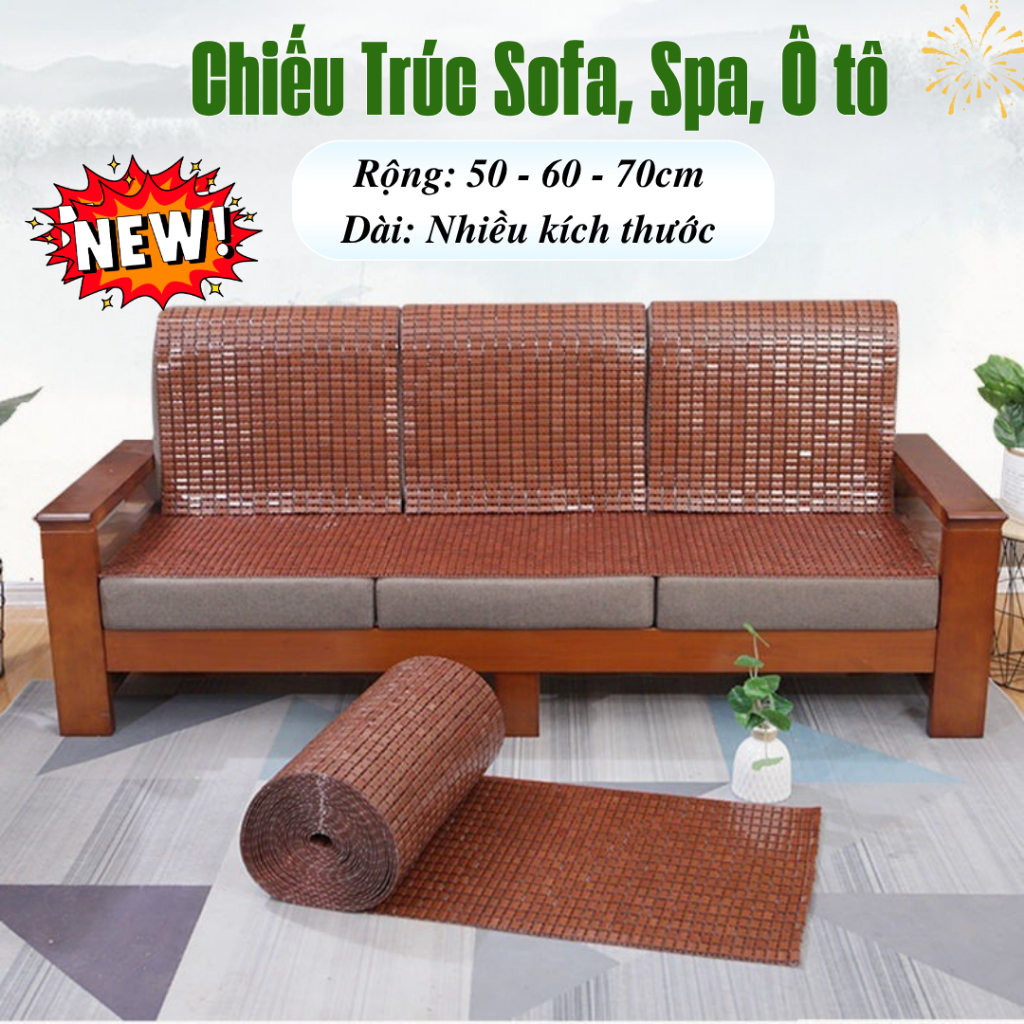 [Nhiều size] Chiếu trúc trải ghế sofa, cabin ô tô, giường gội, giường spa, giường đơn hạt nâu không viền bóng đẹp 2026