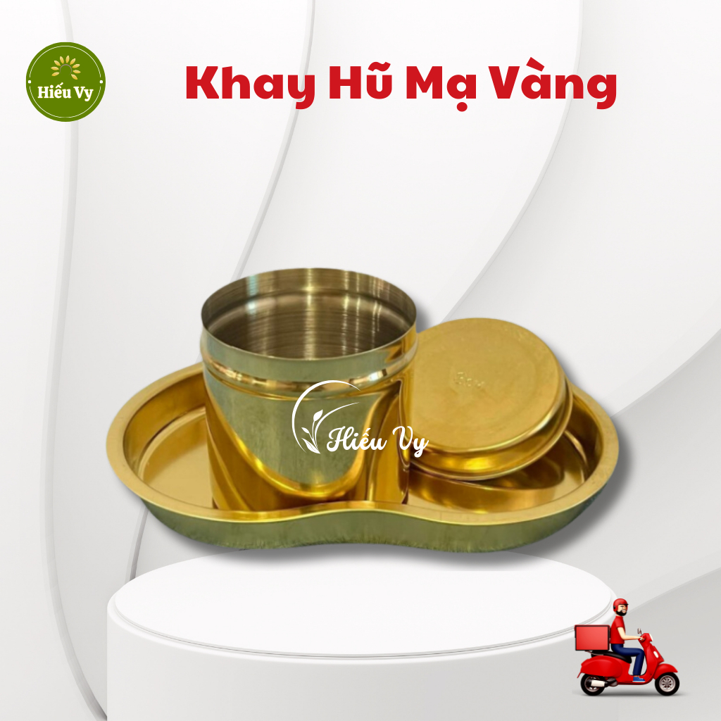 Khay hạt đậu, hũ inox mạ vàng đựng bông sử dụng trong y tế và spa