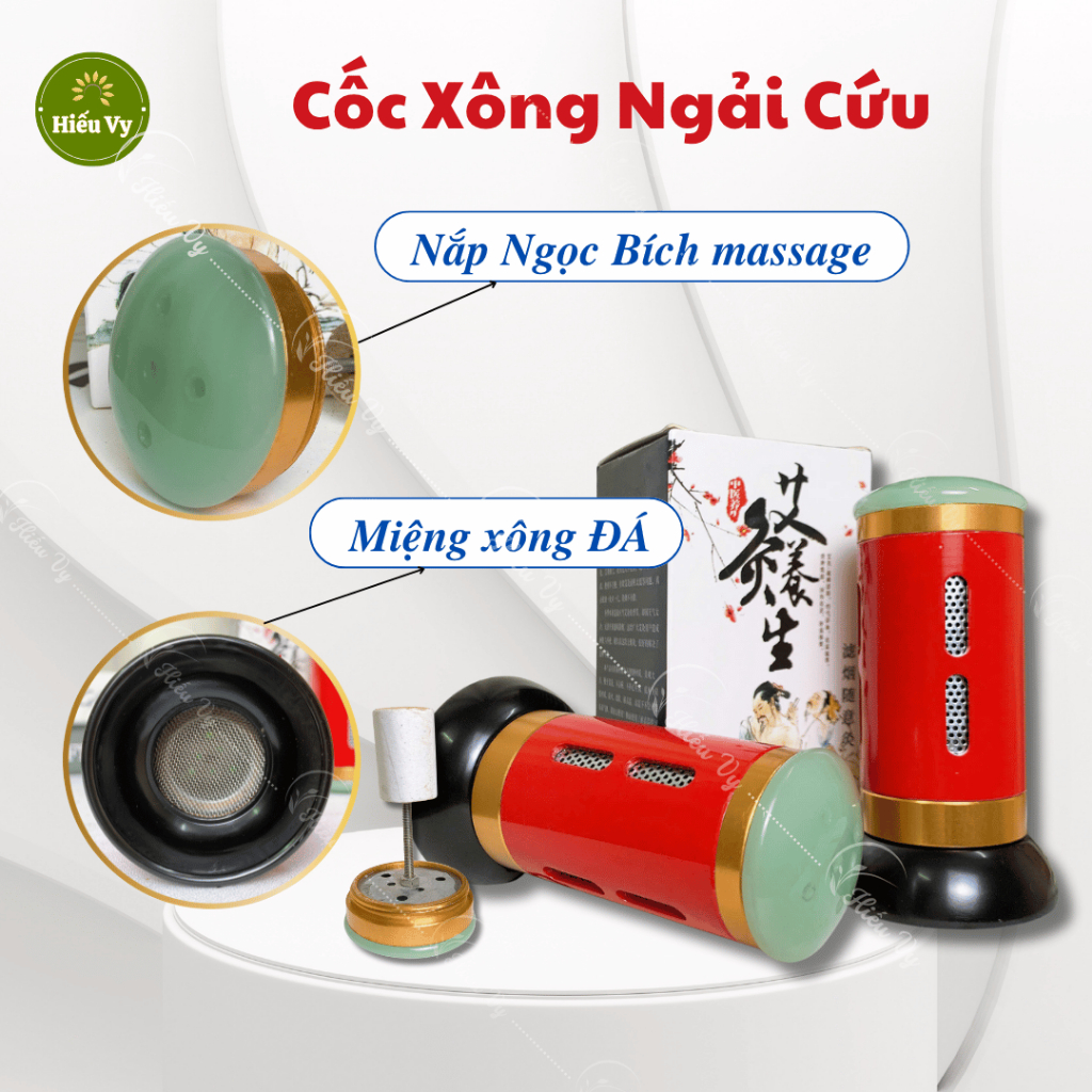 [Mới] Cốc xông ngải cứu ĐÁ + Nắp Ngọc Bích massage nâng cơ mặt cho spa và dùng tại nhà, kèm bao chống bỏng và hộp