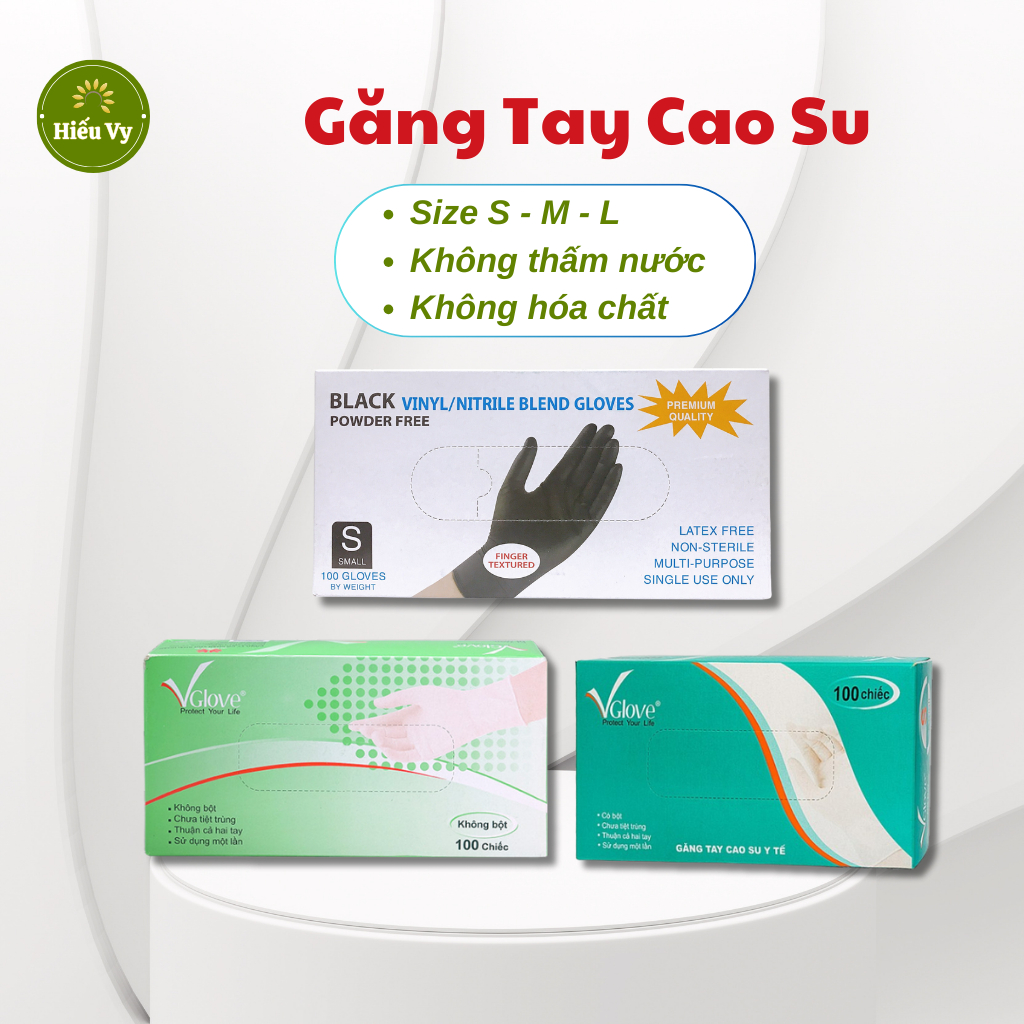 Hộp 100 chiếc găng tay y tế siêu dai đen, trắng có bột và không bột đủ size S M L cho spa và y tế