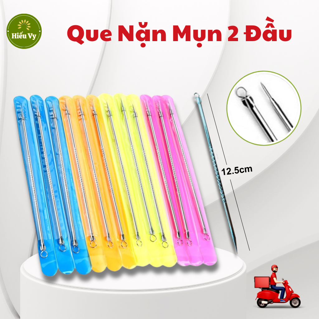 vỉ 12 Cây Nặn Mụn 2 Đầu, Que Nặn Mụn Inox cao cấp