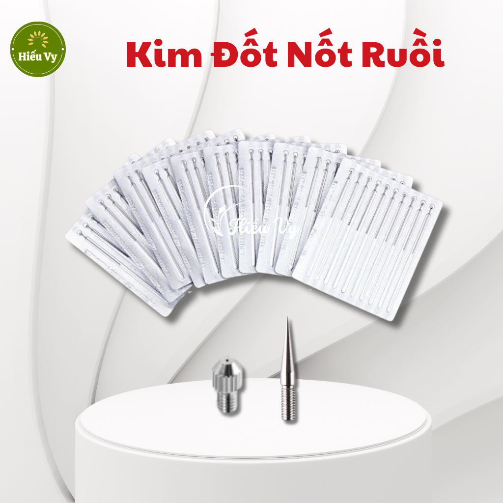 Đầu kim đốt nốt ruồi, mụn thịt, tàn nhang | Vỉ 10 kim đốt dài, kim đốt to, ốc luồn kim đốt