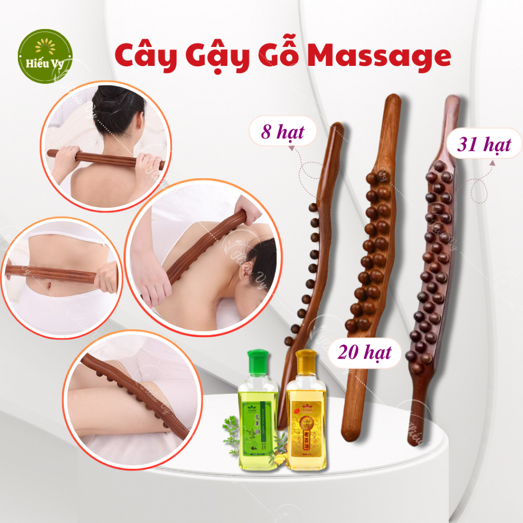 Gậy gỗ vạn năng massage body vai gáy, đả thông kinh lạc, đánh mỡ bụng | Gậy gỗ 8 bi - 20 bi - 31 bi