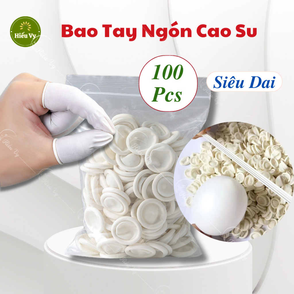 Gói 100c bao tay ngón cao su siêu dai có đai ngón tiện lợi dùng trong thẩm mỹ, đếm sách, đếm thuốc...