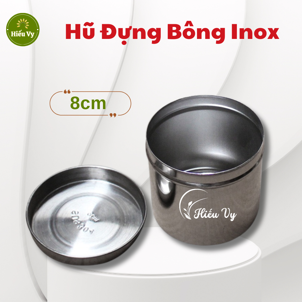 Hũ inox đựng bông 8cm dùng trong y tế và spa