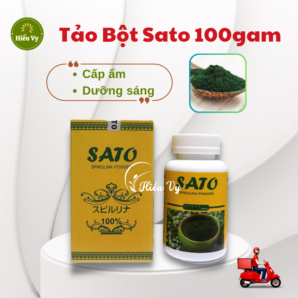 [Date 2026] Tảo Xoắn Sato Nhật Bản 100g Dạng Bột Cấy Nano Trắng Mịn Da, Tăng Đàn Hồi