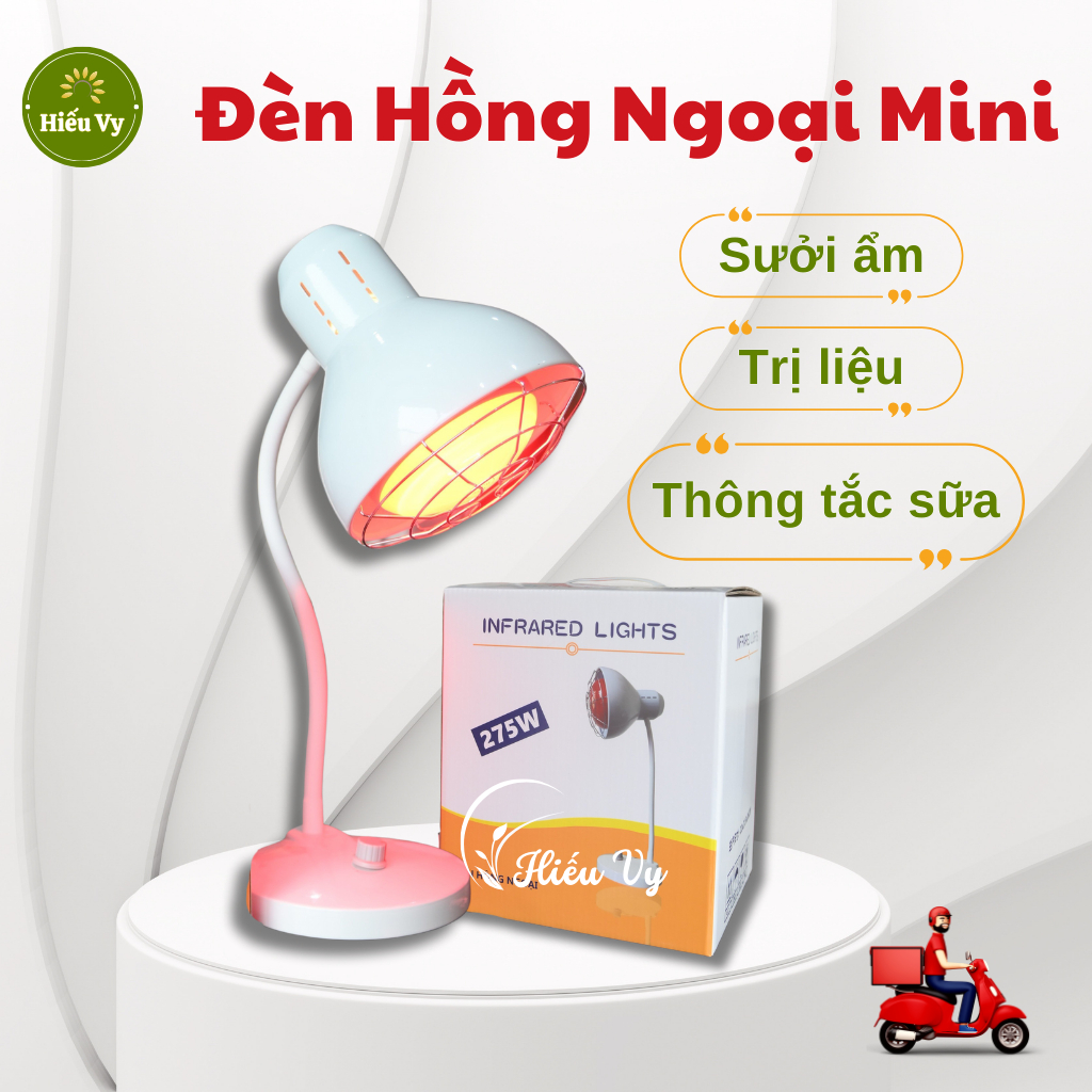 Đèn hồng ngoại trị liệu đau nhức xương khớp, thông tắc tia sữa, sưởi ấm kèm bóng 275w điều chỉnh nhiệt độ và độ cao